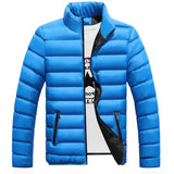 Riolio M-5XL New Men's Winter Thick Jacket Stand Neck Zipper for Warmth and Contrast Color Short Jacket Slim Fitting and Versatile Jac