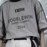 Riolio  Mens T-Shirt Fake Two-Piece Mesh Design T-Shirt Summer Street Wear Fashion Personality Short-Sleeve Top Men'S Clothing New