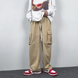 Riolio Large Pocket Loose Straight Cargo Pants 100% Cotton Men's Summer  Japanese Retro Casual Straight Pants Streetwear Baggy Pants