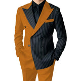 Riolio  Luxury Men's  Striped Suits Slim Fit Peak Lapel 2 Pieces Blazer and Pants Set for Wedding Prom  Evening Party