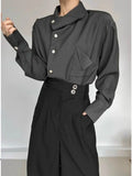 Riolio New Chinese Retro Design Niche Shirt Korean Style Fashion Trend Irregular High-end Shirt Neckline Chic Jacket Men Aesthetic