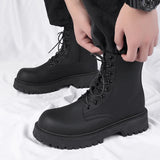Riolio  Luxury Brand Boots Chelsea Men's Boots Leather Men Designer Boots Fashion Casual Business Black Boots Thick Soled Mid Top Boots