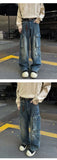 Riolio Cargo jeans men New High Street Gothic Punk Dark Trousers  Harajuku Retro Baggy Jeans Men Street Fashion Straight Leg Pants