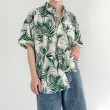 Riolio  Korean Man Shirts Loose Button Short Sleeve Handsome Streetwear Casual Turn-down Collar Spring Summer Printing Men's Clothing