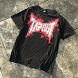 Riolio Graphic Tapout T Shirt Y2K Mens Hip Hop Letter Print Oversized TShirt New Harajuku Gothic Round Neck Cotton Short Sleeve Tops