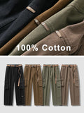 Riolio Autumn New Cargo Pants Men Multi-Pockets Cotton Casual Wide Pants Male Workwear Loose Straight Trousers Big Size 7XL 8XL