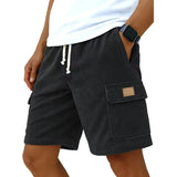 Riolio  Men'sShorts Solid Corduroy Shorts Male Drawstring Pocket Casual Beach Half Pants Loose Shorts Mens Clothing Plus Size S-5XL