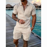 Riolio  Summer Men's New Trendy Brand Random Printing Fashion Two-piece Set Casual Loose Short-sleeved Shorts Set