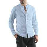 Riolio Men's Long-Sleeved Co·1tton Linen Shirts Spring Summer Single Breasted Shirt Casual Beach Style Lightweight Button Tops