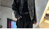 Riolio American Retro Shoulder Pad Short Leather Jacket Men's Spring Deconstruction High-end Fashion Trend Vintage Motorcycle Jacket