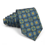 Riolio  High Quality Classic Men's 7.5cm Tie Soft Smooth Green Blue Colorful Paisley Flower Necktie Daily Wear Business Accessories Gift