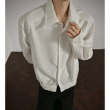 Riolio  Shirt men Korean Style Loose Fit Square Neck Plain Color Long Sleeve Shirt Man Autumn New Trendy Youth Dance Shirts Oversized