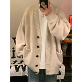 Riolio  Autumn Winter New V-neck Cardigan Men's Loose Casual Knitted Sweater Trendy Daliy Simple All-match High Street Soft Coats