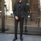 Riolio  Jacket Vest Pant Men Suit Black 3 Pieces Single Button With Lapel For Wedding Groom Birthday Banquet Party Business Work Office