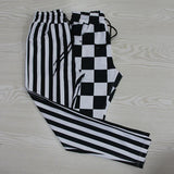 Riolio Black and White Check Trendy Muscle Brothers Camouflage Sports Pants Men's Fitness Pants Outdoor Running Training Pants Slim Fit