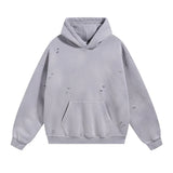 Riolio Autumn Winter New in Hoodies Sweatshirts Oversize Monkey Wash Distressed Vintage Hoodie Cotton Cut Hole Plush Hoodie Men