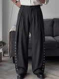 Riolio  Mens Casual Loose Pleated Wide Leg Chino Pants For Summer Autumn Daily Wear