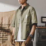 Riolio  American Casual Work Shirt Men Short-sleeved Summer Trendy Japanese Half-sleeved Cardigan Loose Jacket