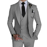 Riolio Fashion New Men Leisure Boutique Business Solid Color Wedding Suit Coat Pants Vest 3 Pcs Set Dress Blazers Jacket Trousers