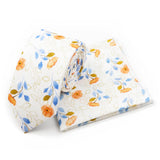 Riolio  Men's Floral Cotton Tie Pocket Handkerchief Set White Blue Woven Necktie Flower Leaves Pattern Wedding Party Accessories Gifts