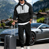 Riolio  Heavy men's velvet light luxury simple fashion hooded embroidered outdoor tooling commuter thermal sweater set