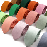 Riolio  Novelty New Solid Color Ties For Men 100%Cotton Handmade High Quality Necktie Pink Green Orange 6.5cm Skinny Slim Ties Accessory