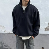 Riolio Autumn Men's Half Zipper Design Sweatshirts New Y2K Vintage Stand Collar Pullover Hoodies Korean Fashion Casual Tracksuit