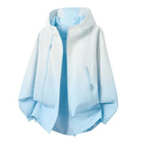 Riolio  Couple Gradient Color Hooded Jacket Loose Windproof Waterproof Outdoor Casual Windbreaker Coat