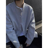 Riolio  American Japanese Retro Black and White Striped Men's Shirt Advanced Autumn Bottoming Loose Long-sleeved Casual Jacket Cardigan