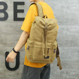 Riolio  Retro men's backpack trendy canvas men's bag middle school student schoolbag large capacity outdoor backpack leisure travel bag