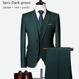 Riolio WELL DRESSED MEN 3 Piece Men's Wedding Suit Fashion Men's Slim Solid Color Business Office Suit Sets Large Size Men Blazer+ Pants + Vest