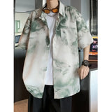 Riolio  Hawaiian Short-sleeved Men's New Style Ice Silk Light Mature Handsome Flower Shirt Top Men