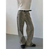 Riolio  Women's Jeans Leopard High Waist Hip Hop Straight Fashion Pants Streetwear Harajuku Y2K Style Female Wide Leg Denim Trousers