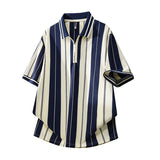 Riolio  Soft Lightweight Men's T-Shirt Versatile Top Summer Polo Shirt Fashion Stripes Trendy Fit Stylish Comfortable High-Quality Daily