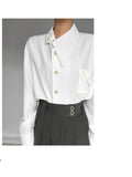 Riolio New Chinese Retro Design Niche Shirt Korean Style Fashion Trend Irregular High-end Shirt Neckline Chic Jacket Men Aesthetic