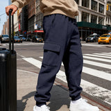 Riolio  Men's Textured Cargo Pants Elastic Waist Drawstring Joggers with Pockets Casual Trousers