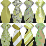 Riolio  Luxury 8CM Mens Necktie Green Color Floral Paisley Ties For Man Groom Jacquard Woven Neck Tie For Business Wedding Party