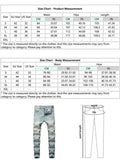 Riolio Men's Jeans Solid Faded Ripped Frayed Denim Jeans Mid-waist Slim Fitted Pants Ankle-length Zipper Trousers with Pocket