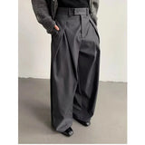 Riolio  Men's High-Waisted Wide-Leg Trousers with Pleated Detail Casual Pants