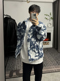 Riolio Korean Retro Vintage Jacquard Short Shoulder Pad Denim Jacket Men's American Style High-end Design Street Jacket Aesthetic Chic