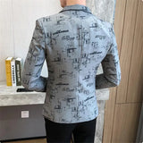 Riolio Men Blazer Spring Fashion High-quality Men Korean Version of The Printed Slim Formal Wedding Party Prom Suit Jacket