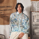 Riolio Floral Shirts Men Casual Breathable Handsome Long Sleeve Tops Spring Autumn Fashion Pockets All-match Ulzzang Daily Aesthetic