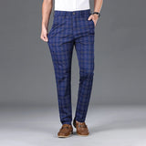 Riolio  Luxury Brand Men's Stripe Plaid Casual Pants Men Army Green Four Seasons High Quality Business Trousers Men's Slim Straight Pant