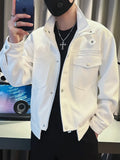 Riolio Spring Autumn Men's ort Jaet 2025 Trendy Brand High-End Striped Stand Collar Workwear Coat Youth Faion Outerwear