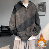 Riolio  Retro Tie-dye Printed Hoodie Men Fleece Warm Pullover Sweatshirts High Street Hip Hop Streetwear Oversized Unisex Hoodie