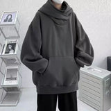 Riolio Autumn Solid Color Ninja Turtleneck Hoodies For Men Y2K Vintage Fleece Sweatshirts Hip Hop Japanese Streetwear Oversized Hoodie