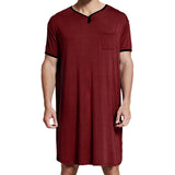 Riolio Men's Short Sleeve Thin Lengthened Leisure Pajamas Loose Skin Friendly Cotton Robes Homewear Bathrobes Vintage Nightgown M-3XL