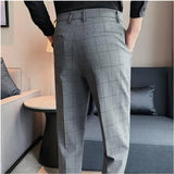 Riolio High Quality Men's Formal Pants Office Social Business Fashion Plaid Suit Pants Casual Slim Wedding Street Wear Trousers