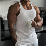 Riolio Summer men Vest stripe gym Tank top Men Fitness sleeveless shirt Male Exercise Sports vest Undershirt Bodybuilding clothing