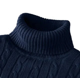 Riolio turtleneck outfit men Men's High Neck Sweater Solid Color Pullover Knitted Warm Casual Turtleneck  Mens  Knitted Sweater